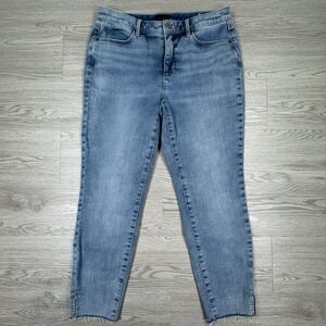 Talbots Women's Jegging Blue 6P Raw Hem Ankle Slit Laguna Wash Denim Jeans
